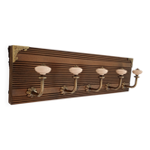 Wall coat rack 50 cm – 5 hooks in metal and cream ceramic