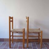 Pair of rustic straw chairs