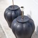 pair of night blue ceramic lamps in pumpkin shape, vintage lamp