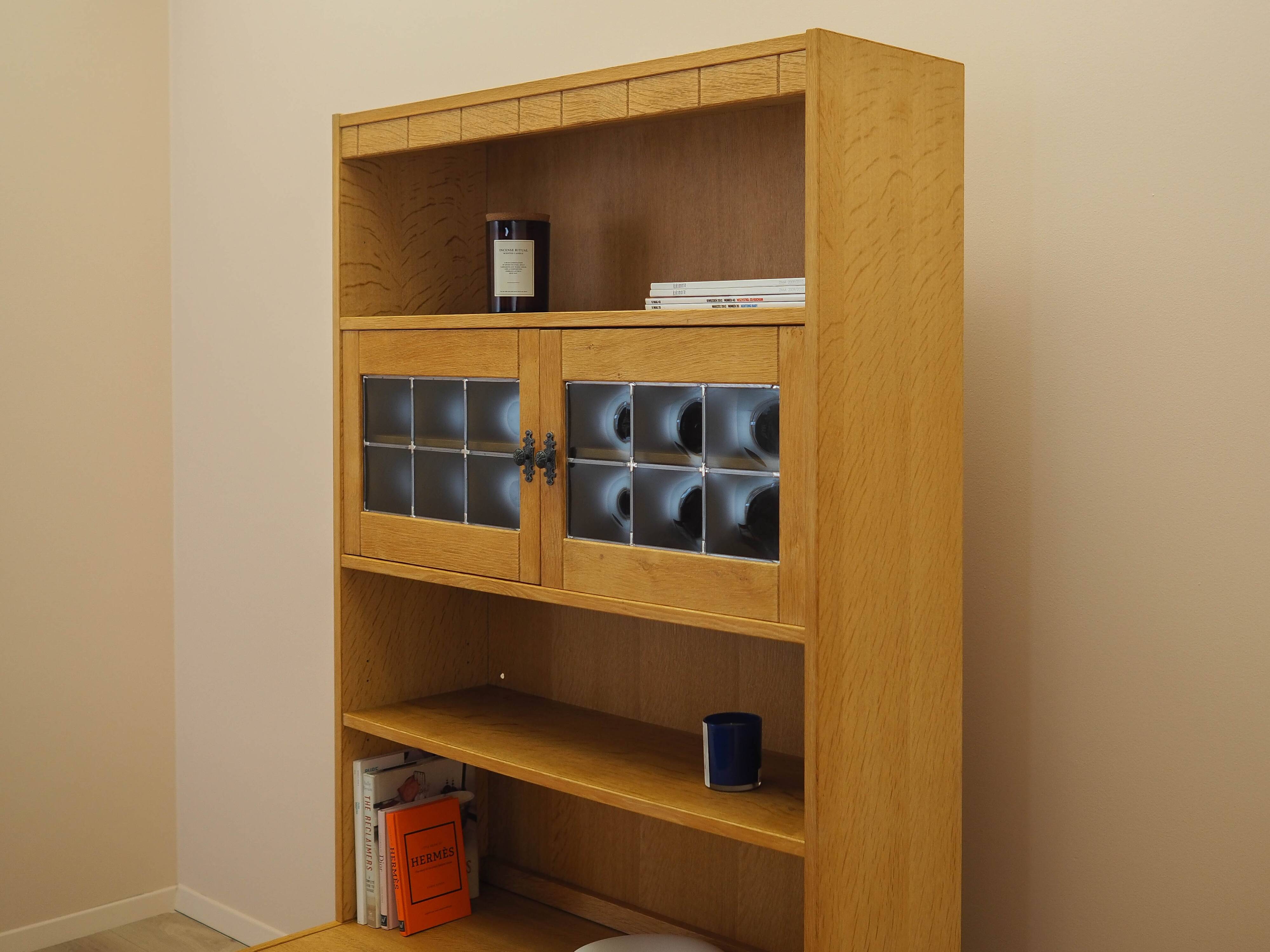 Henning Kjærnulf Oak Bookcase with Glass Doors, Danish 1960s