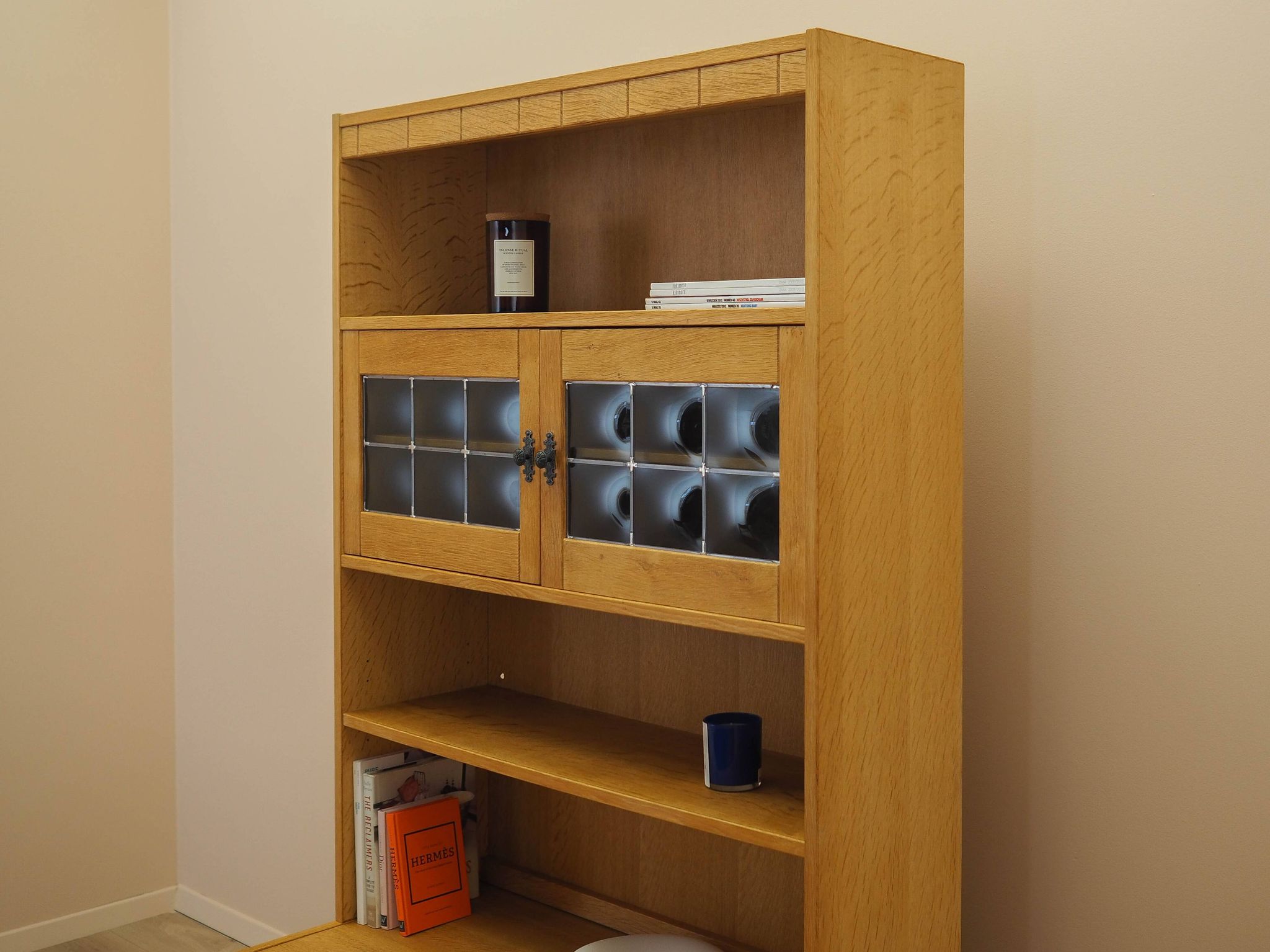 Henning Kjærnulf Oak Bookcase with Glass Doors, Danish 1960s