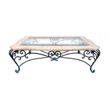 Pink marble and wrought iron coffee table