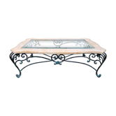 Pink marble and wrought iron coffee table