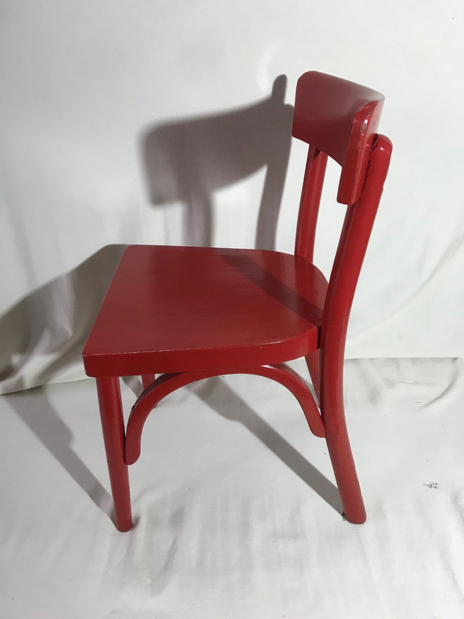 Paire de chaise ancienne Baumann bois rouge assise enfants vintage