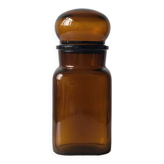 Apothecary jar - pharmacy bottle in smoked glass vintage amber brown