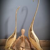 Duo brass swans
