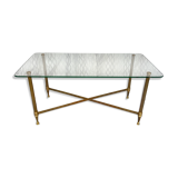 Vintage gold coffee table. Glass top.