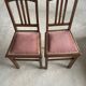 Pair of carved wooden chairs with pink velvet seat ART DECO