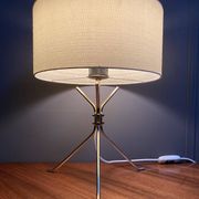 Brass lable lamp with round shade 1960s
