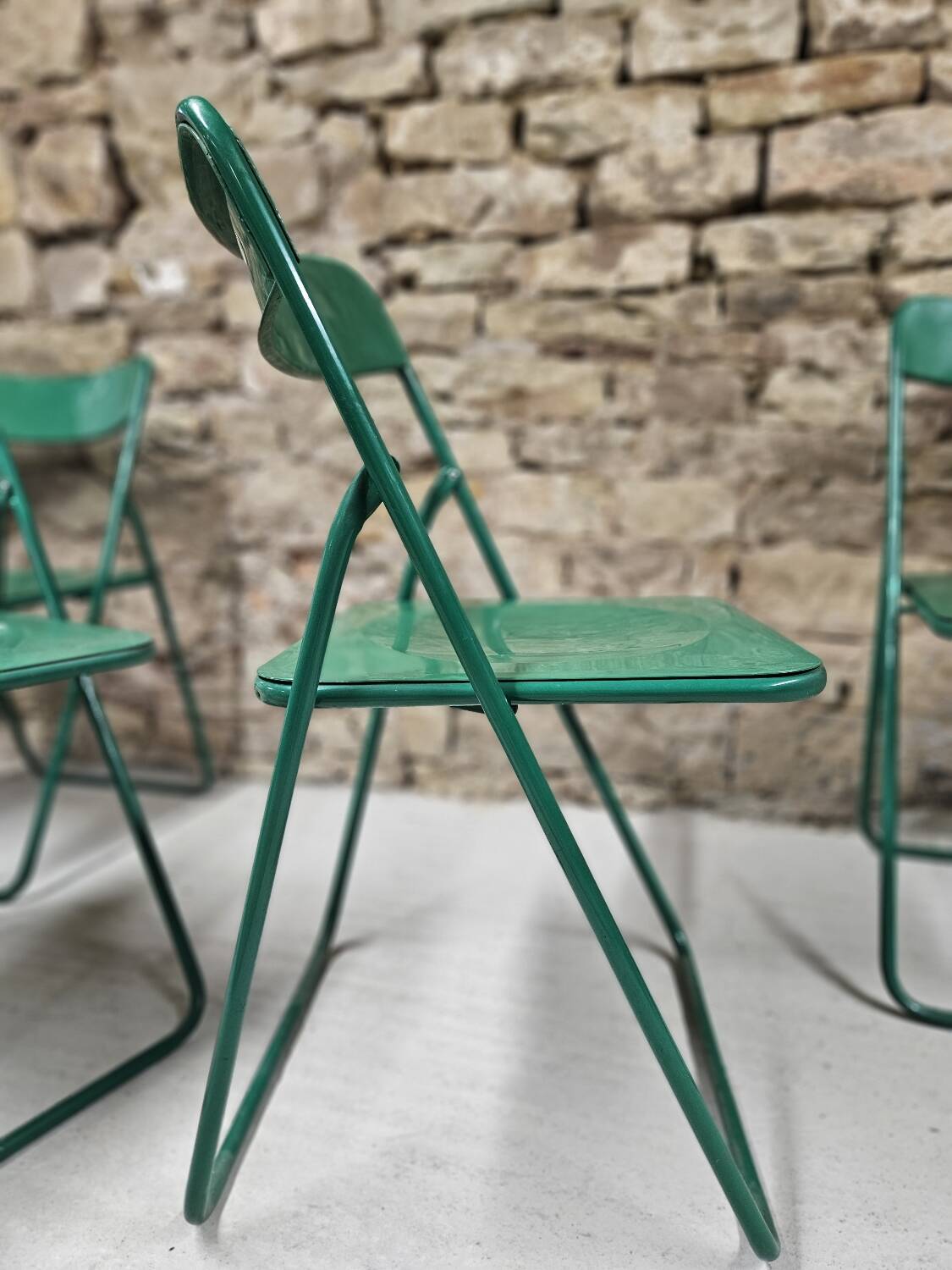 Lot de 6 chaises verte de terrasse pliables