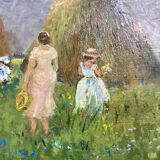 Oil painting on cardboard signed, dimensions: height - 42.5 cm, width - 48.5 cm.