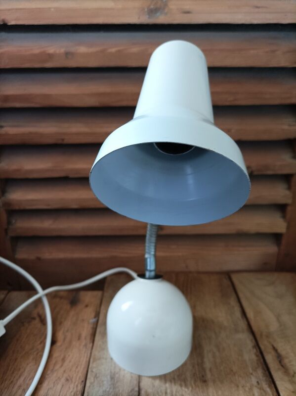 White bedside desk lamp
