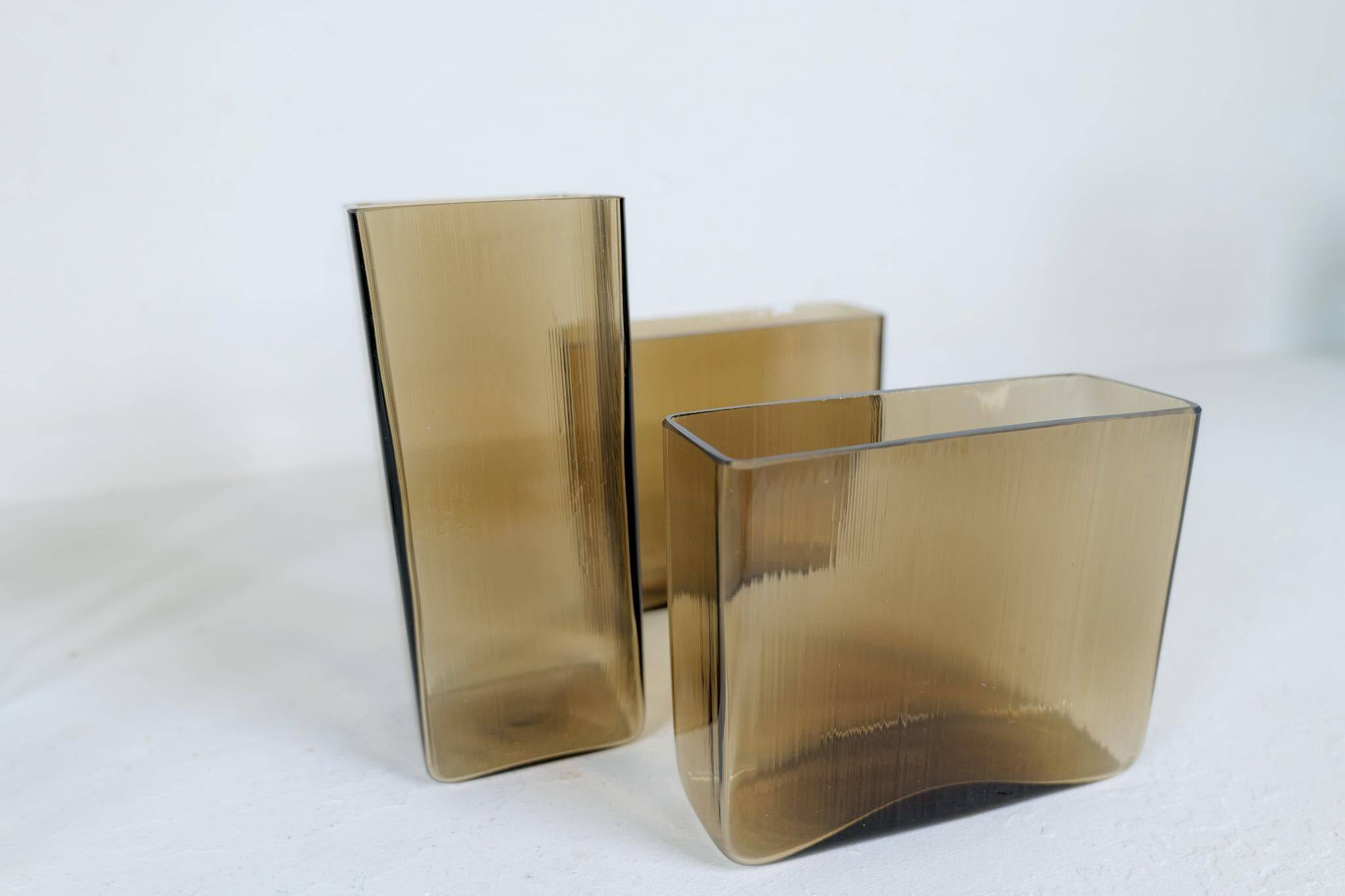 Midcentury Modern collection of ten "Ice" vases by Gullaskruf, Sweden, 1960s.