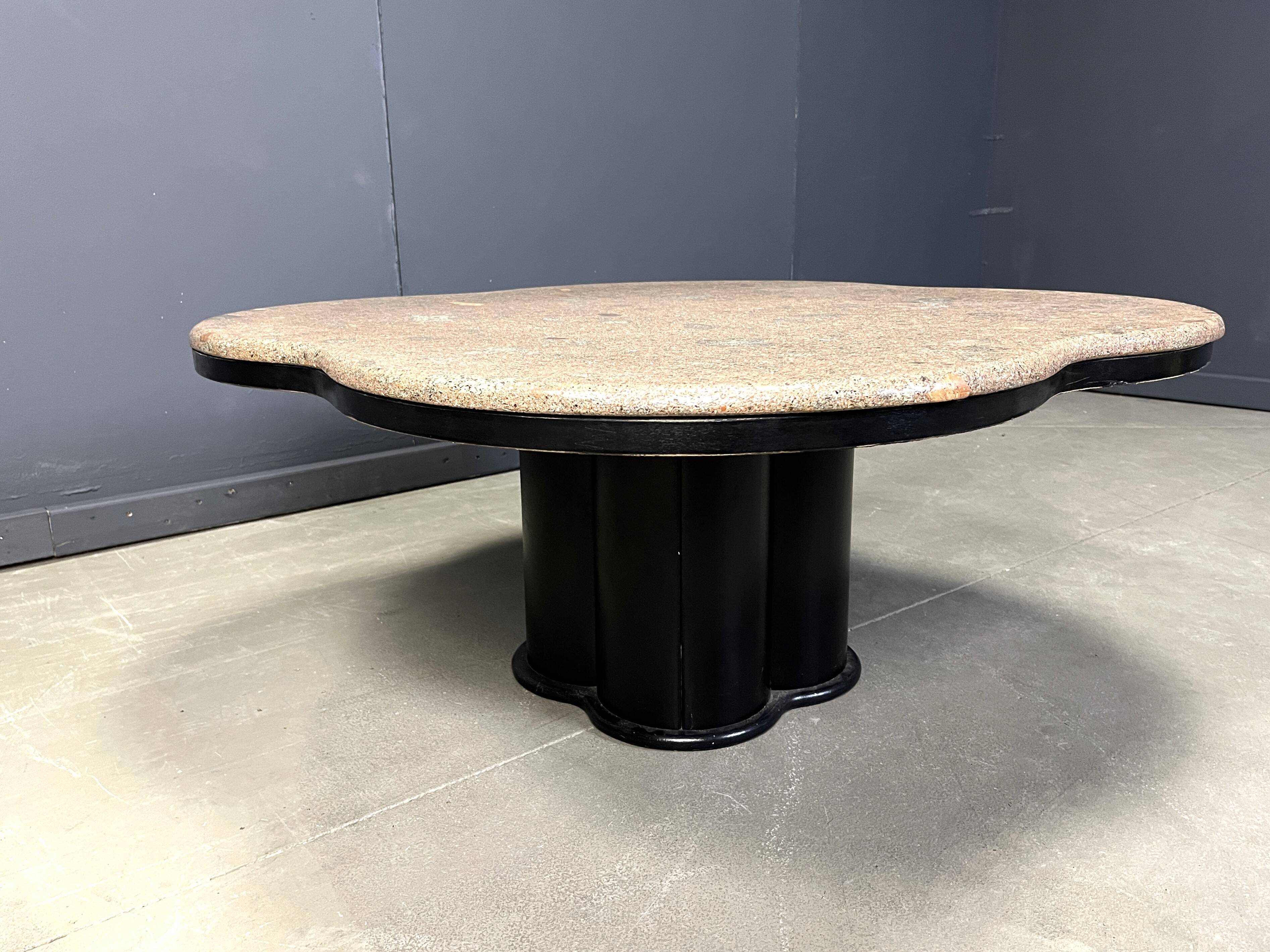 Vintage granite clover-shaped coffee table, 1970s