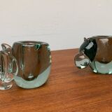 Vintage handmade African glass animal candle holders from Ngwenya Glass, set of 2.