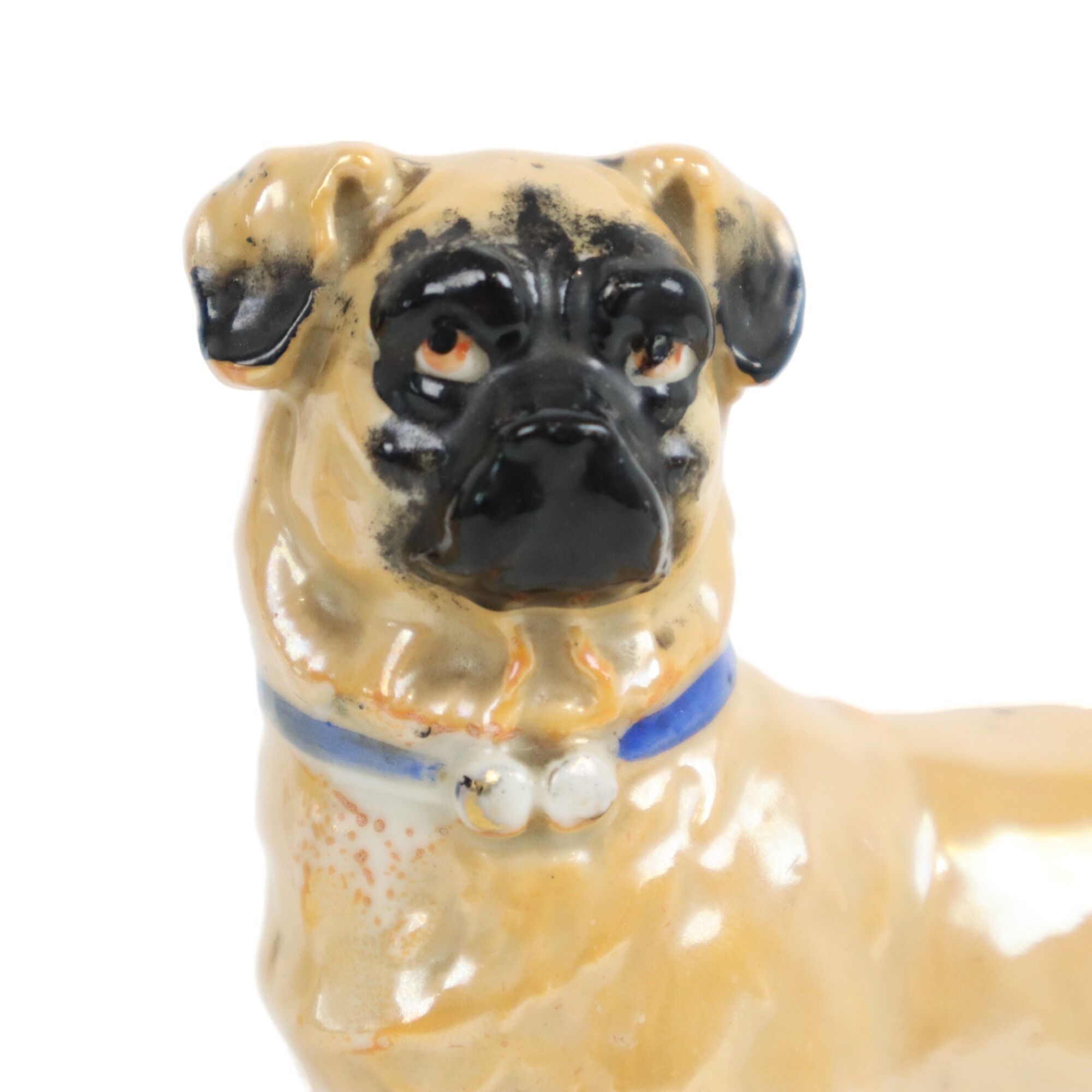 Antique Couple Porcelain Pug Statue Sculpture Art Nouveau 1920