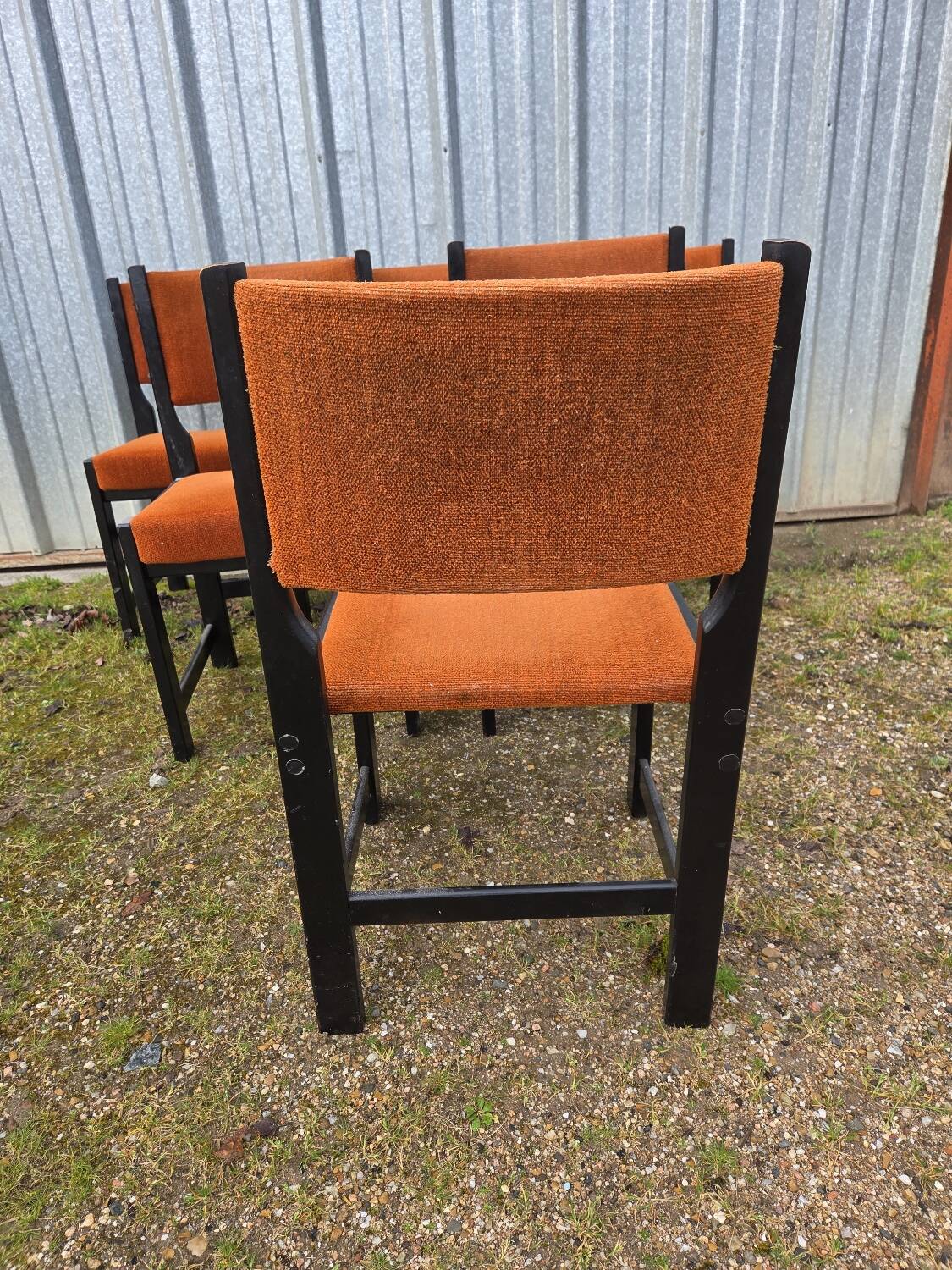 Set of 6 beautiful vintage brutalist chairs.