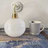 White opaline globe wall lamp