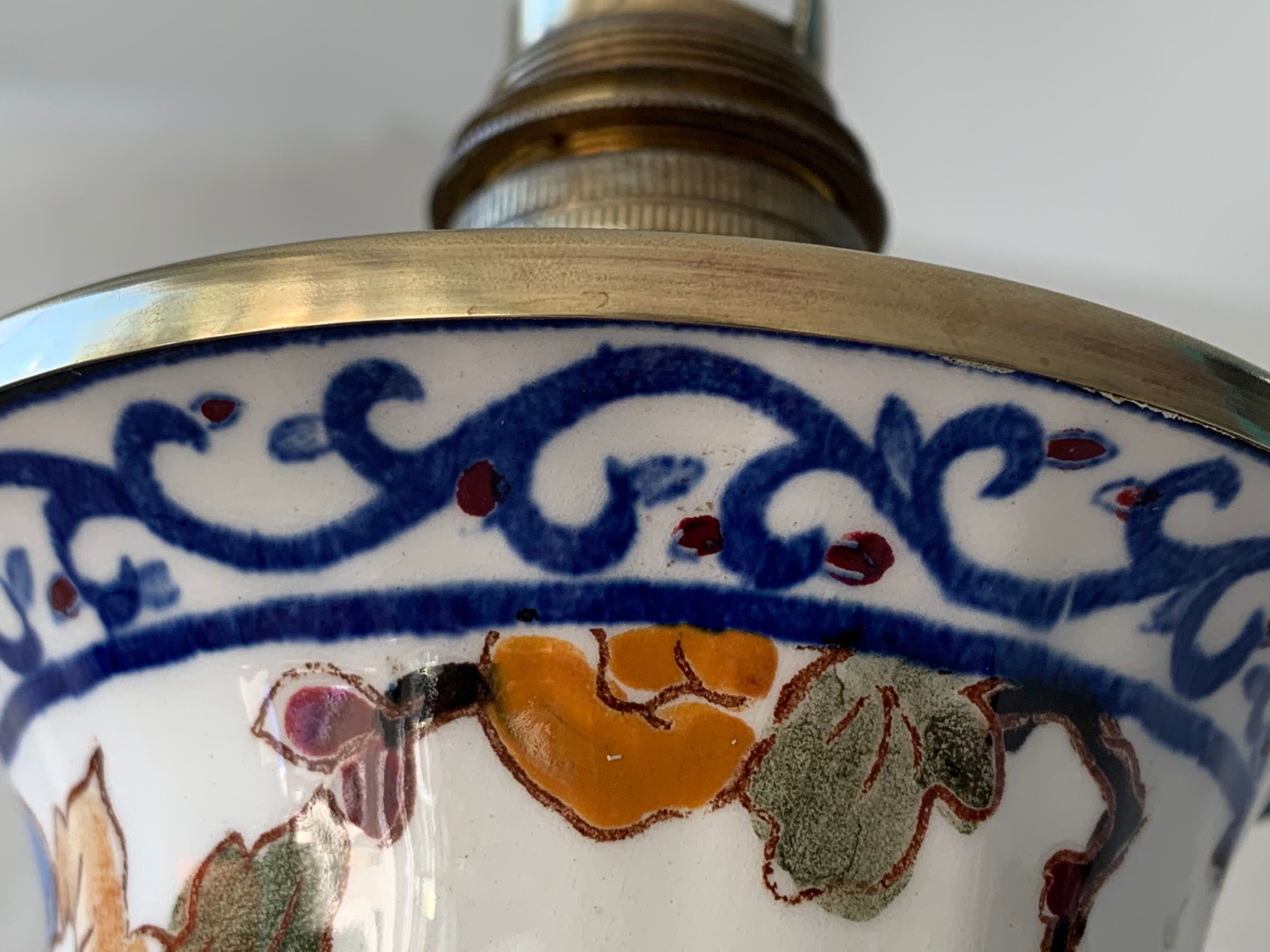 Gien Peonies 1960 multicoloured and floral lamp foot