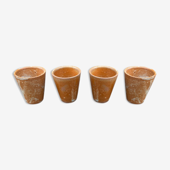 Set of 4 sandstone liquor cups-70s