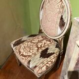 Chairs in Lacquer and Ikat Damask Upholstery, Set of 2