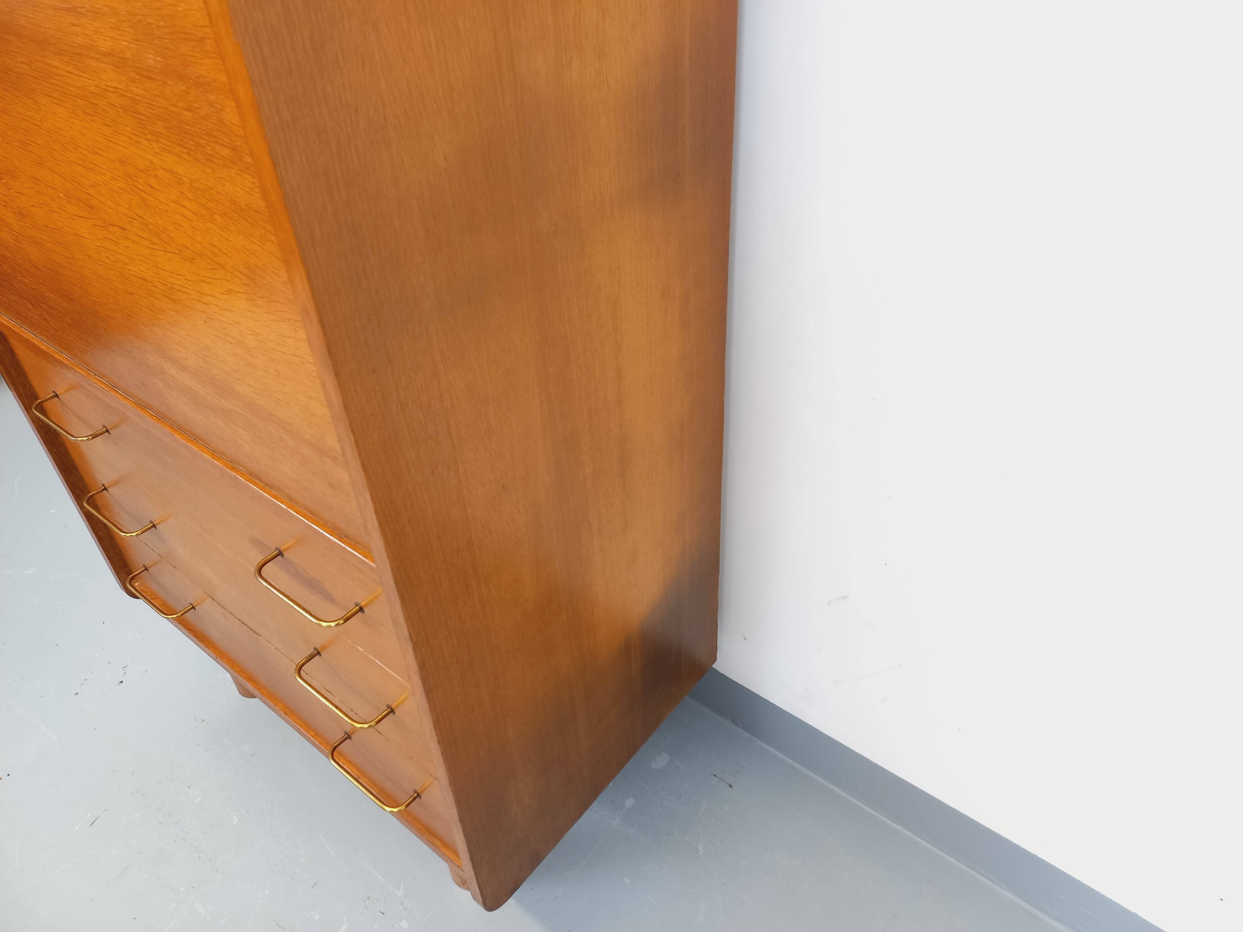 Vintage oak secretary storage furniture from the 1950s and 60s.