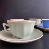 Set of 4 Villeroy & Boch Vintage 50s Cups and Saucers - Pastel & Gold