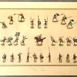 Set of 3 illuminated plates by S. Lemoine