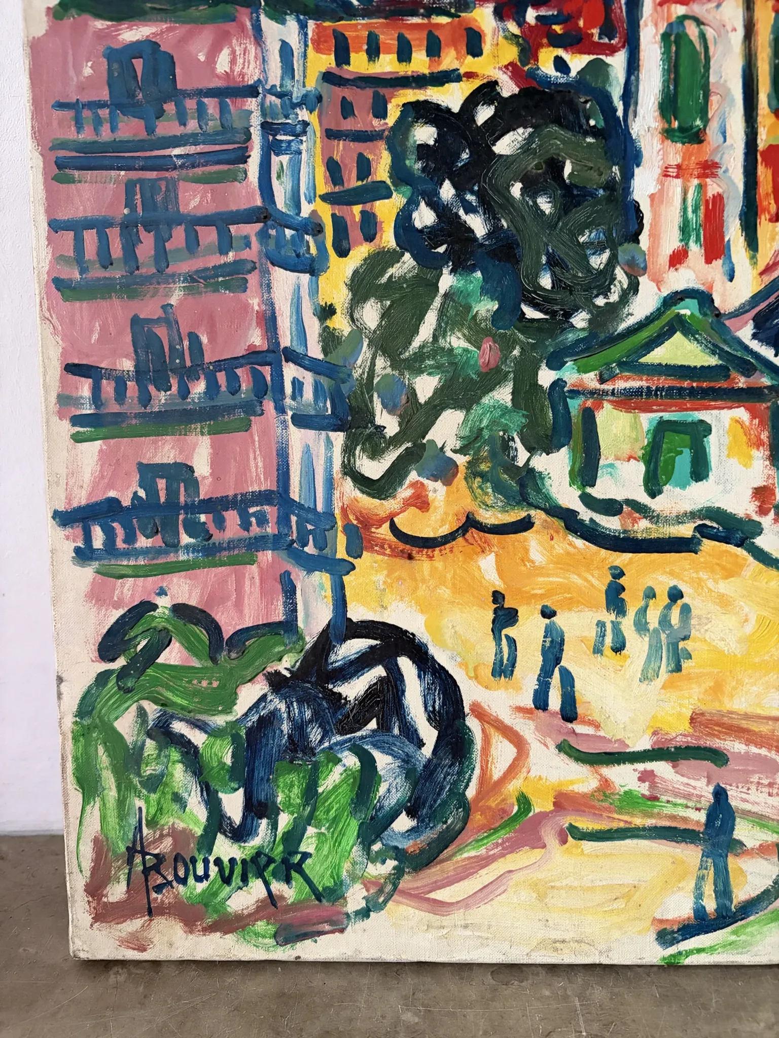 "The church" oil on canvas signed Armand Bouvier