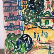 "The church" oil on canvas signed Armand Bouvier