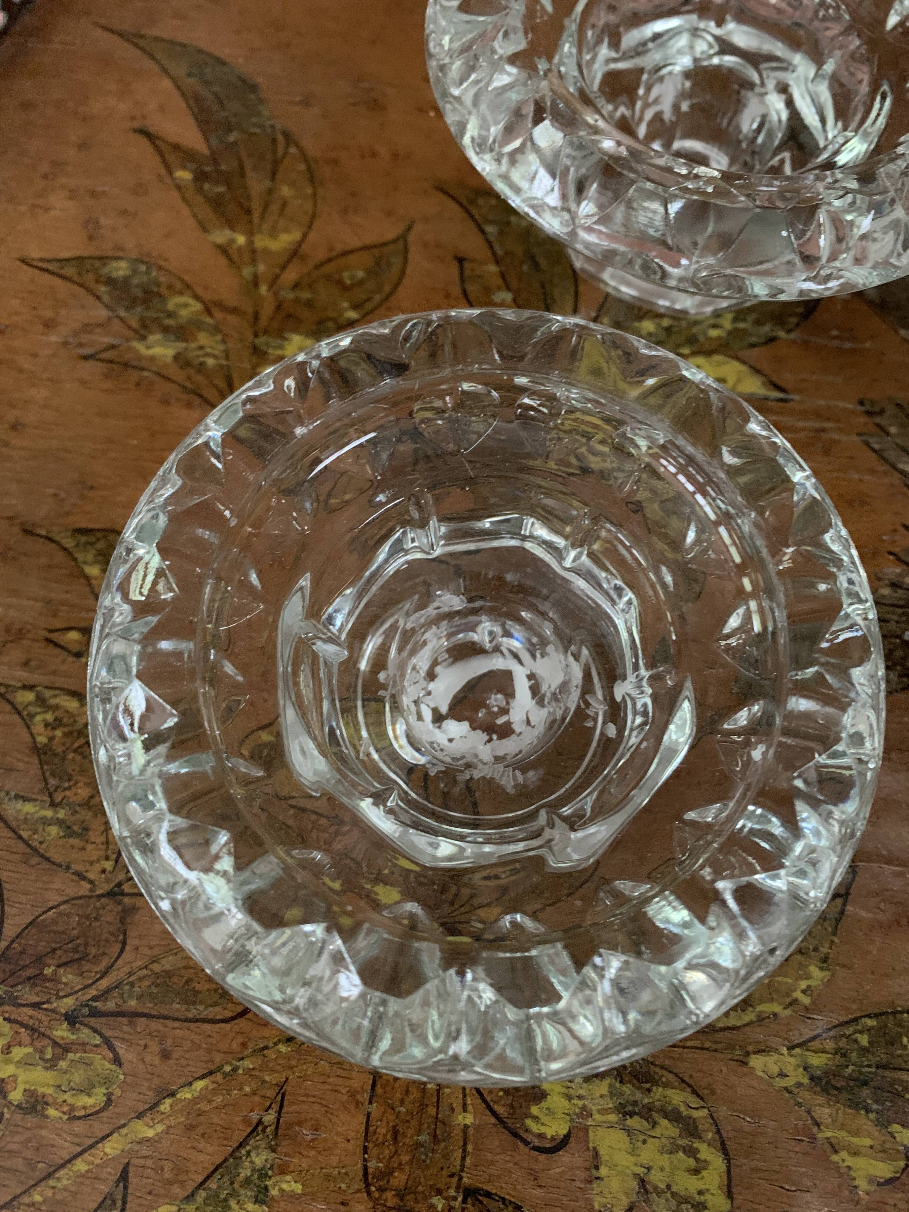 Lot 4 moulded glass candlesticks