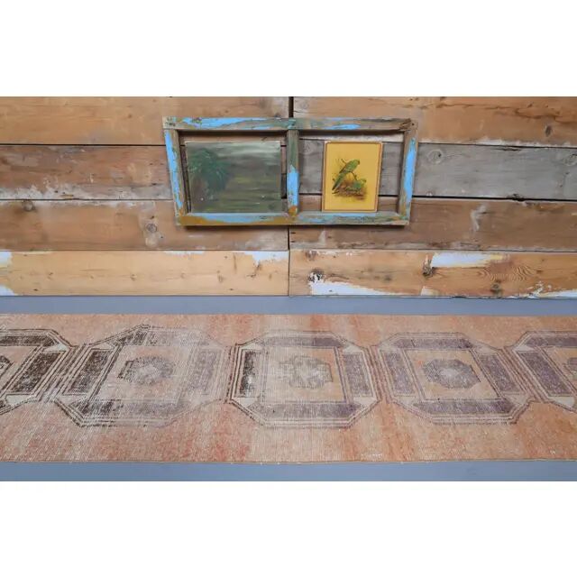 Vintage Orange Natural Turkish Hand-Knotted Runner 80x329