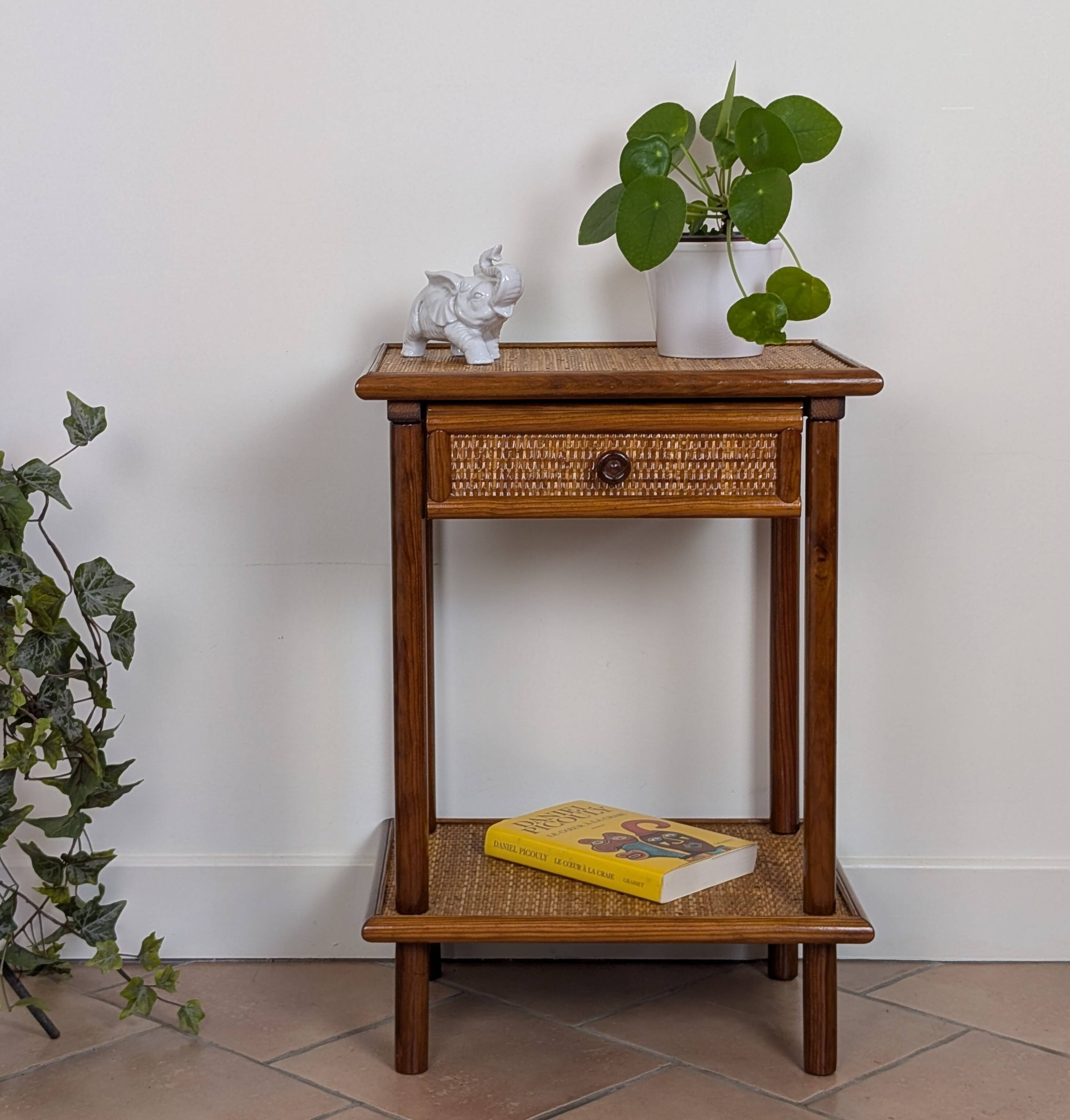 Rattan bedside table