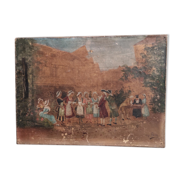 Ancient French oil painting, signed Pérez