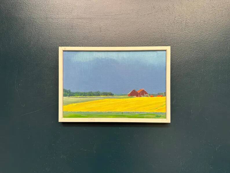 Original Swedish Oil on Canvas – "Approaching Storm" by Astrid Larje – Signed – Vintage and Framed – 43 × 30 cm (16.9" × 11.8")