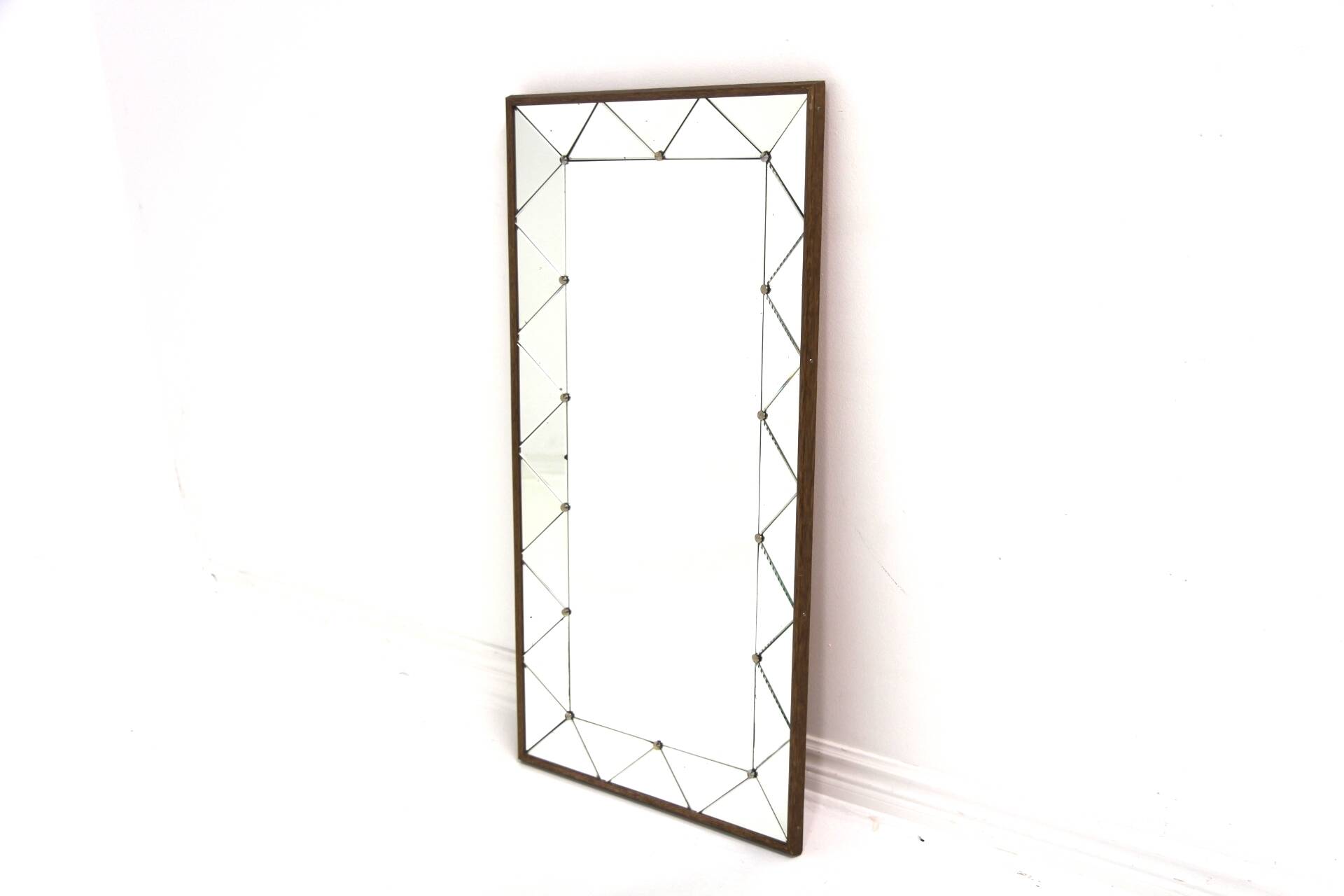 Scandinavian teak and metal mirror, Sweden, 1960, 122x62cm