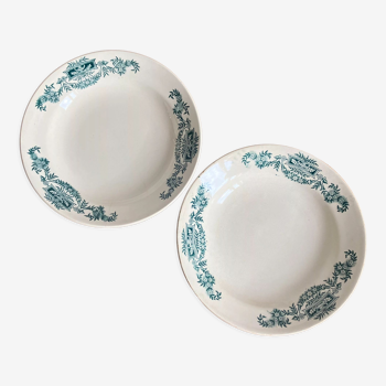 2 assiettes creuses Terre de Fer, modèle "Lutèce", Longchamp