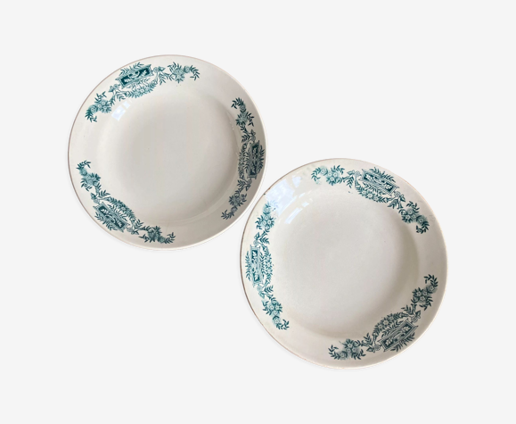 2 assiettes creuses Terre de Fer, modèle "Lutèce", Longchamp