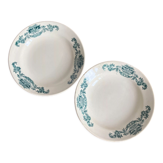 2 assiettes creuses Terre de Fer, modèle "Lutèce", Longchamp