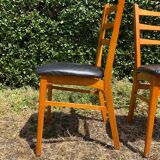 Pair of vintage solid beech chairs from the 60s and 70s