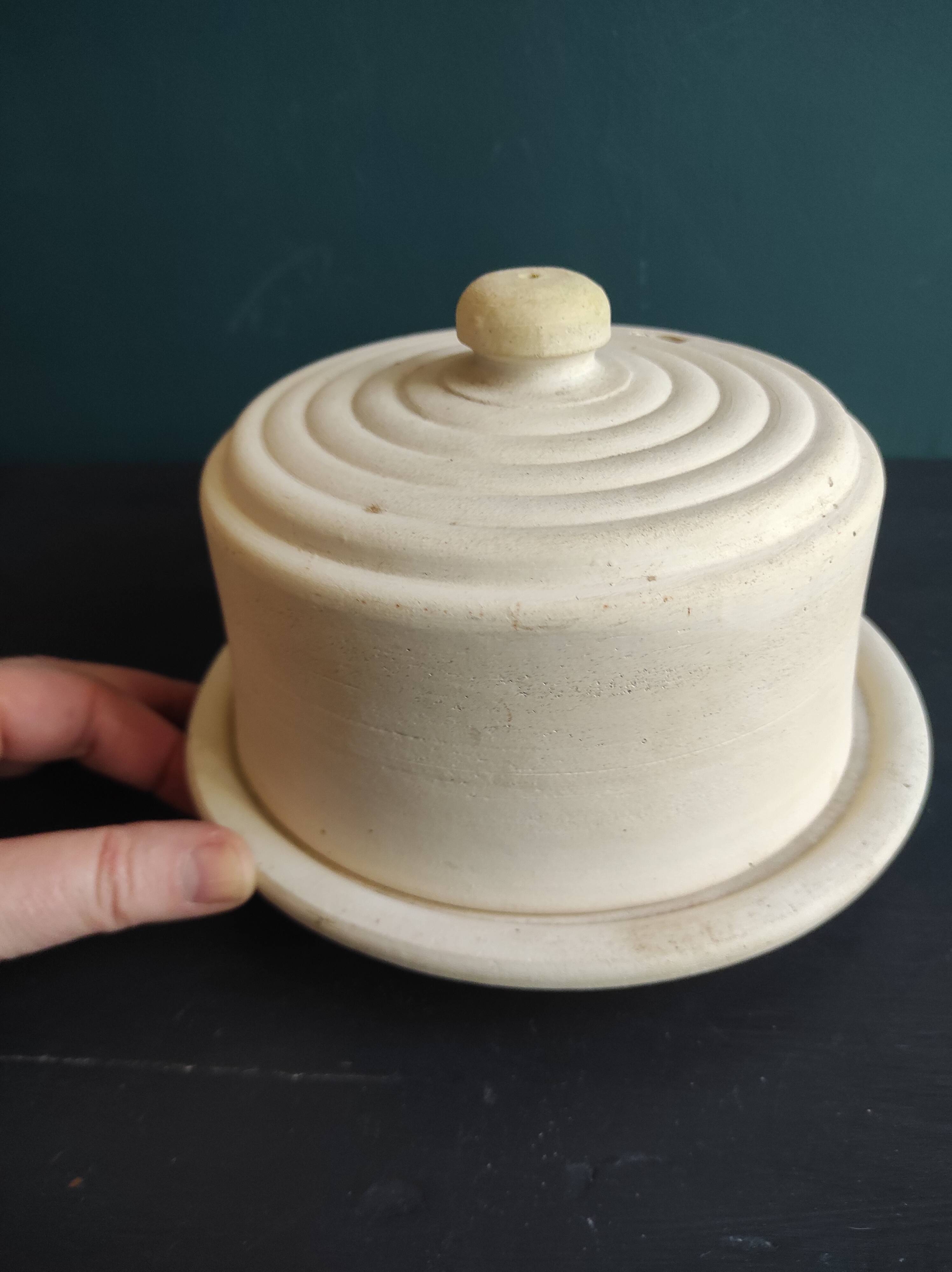 French vintage clay terra cotta cheese dish