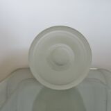 Vase en verre givré, dépoli, made in Italy, décor de pommes et de raisins