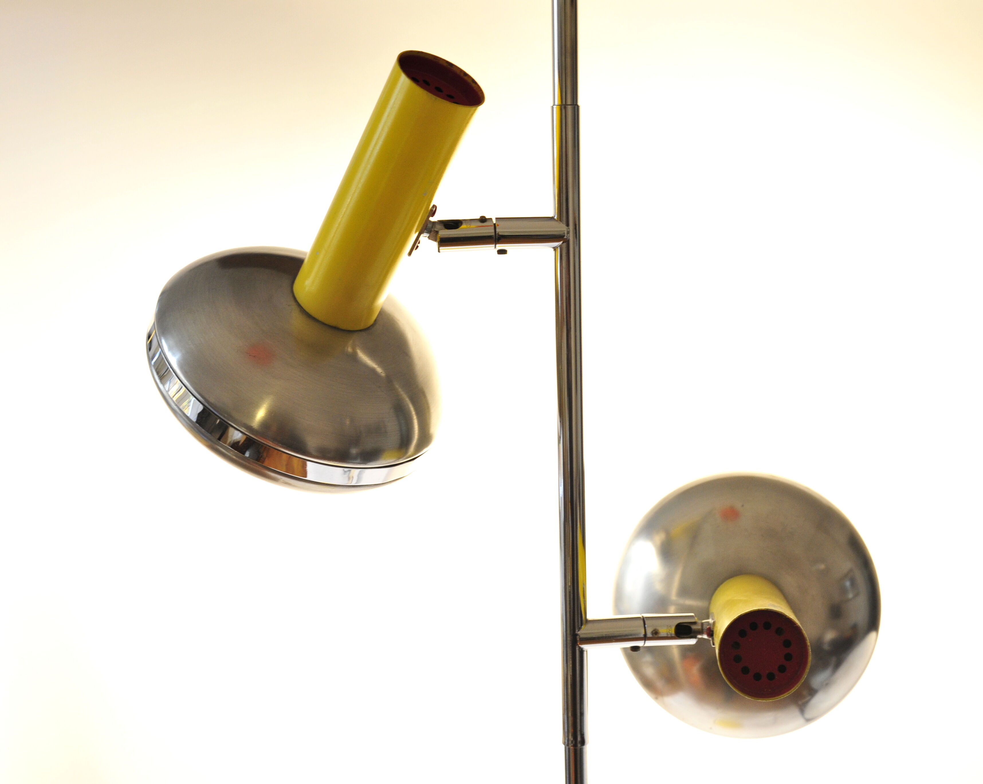 OMI lamppost in brushed aluminium and chrome dating back to the 1970s