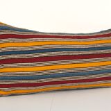 Queen boho woven bedding kilim pillow cover, oversize striped turkish lumbar cushion with anatolian