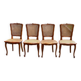 4 Louis XV chairs in solid wood and cane