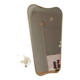 Miroir irrégulier organique trapèze barbier vintage Éden laiton doré