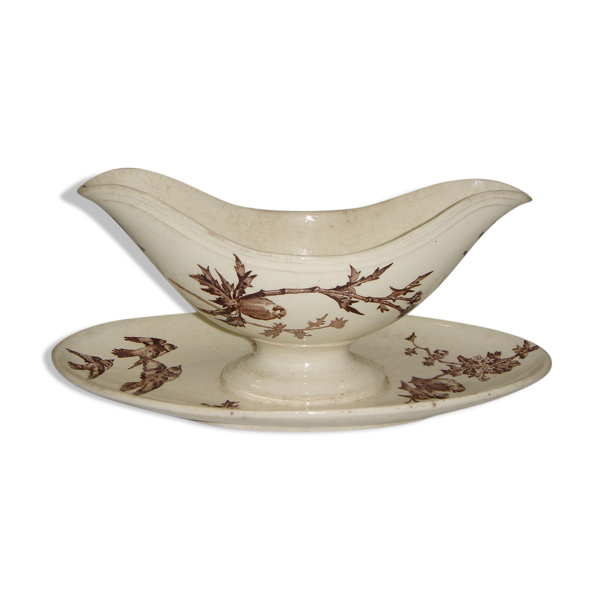 Saucière en faience montereau modèle chardonneret
