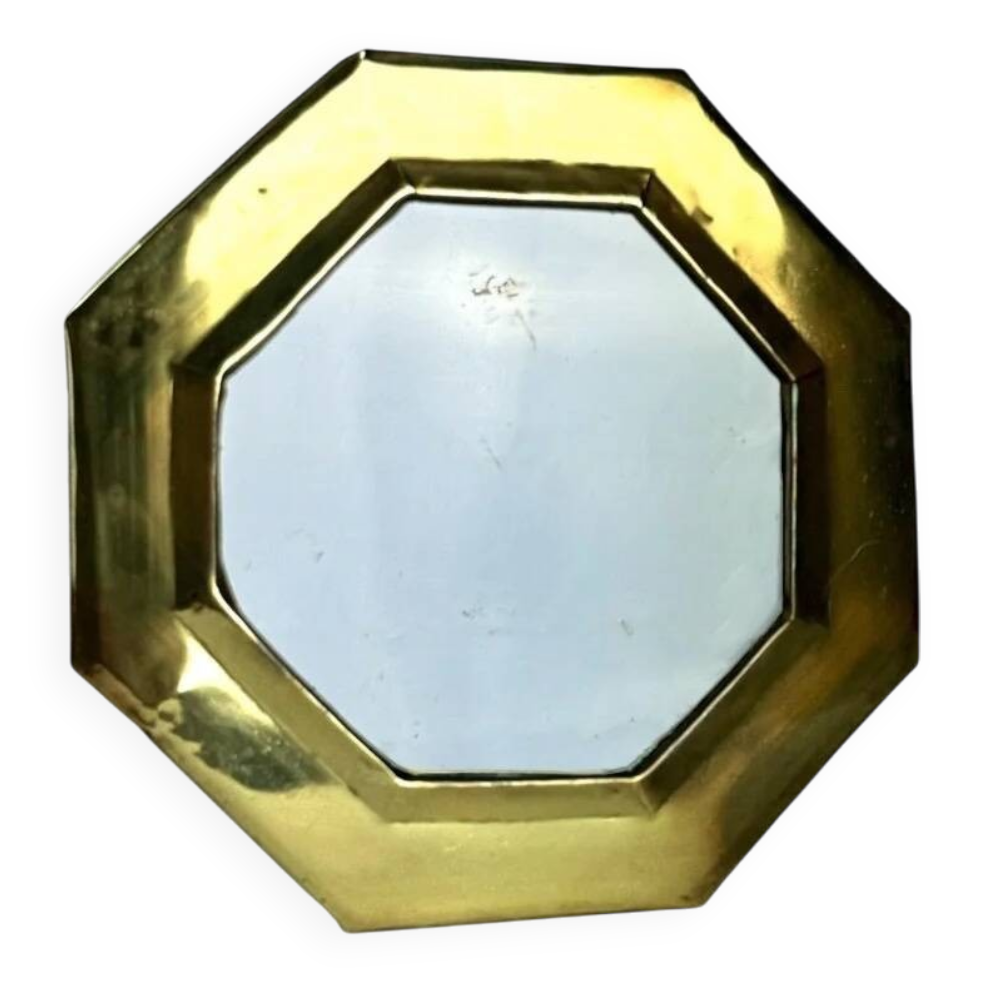 Vintage brass octagonal mirror