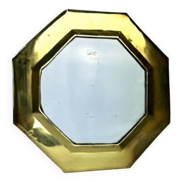 Vintage brass octagonal mirror