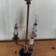 three-light candelabra lamp in metal and gilded brass, bouillotte lamp